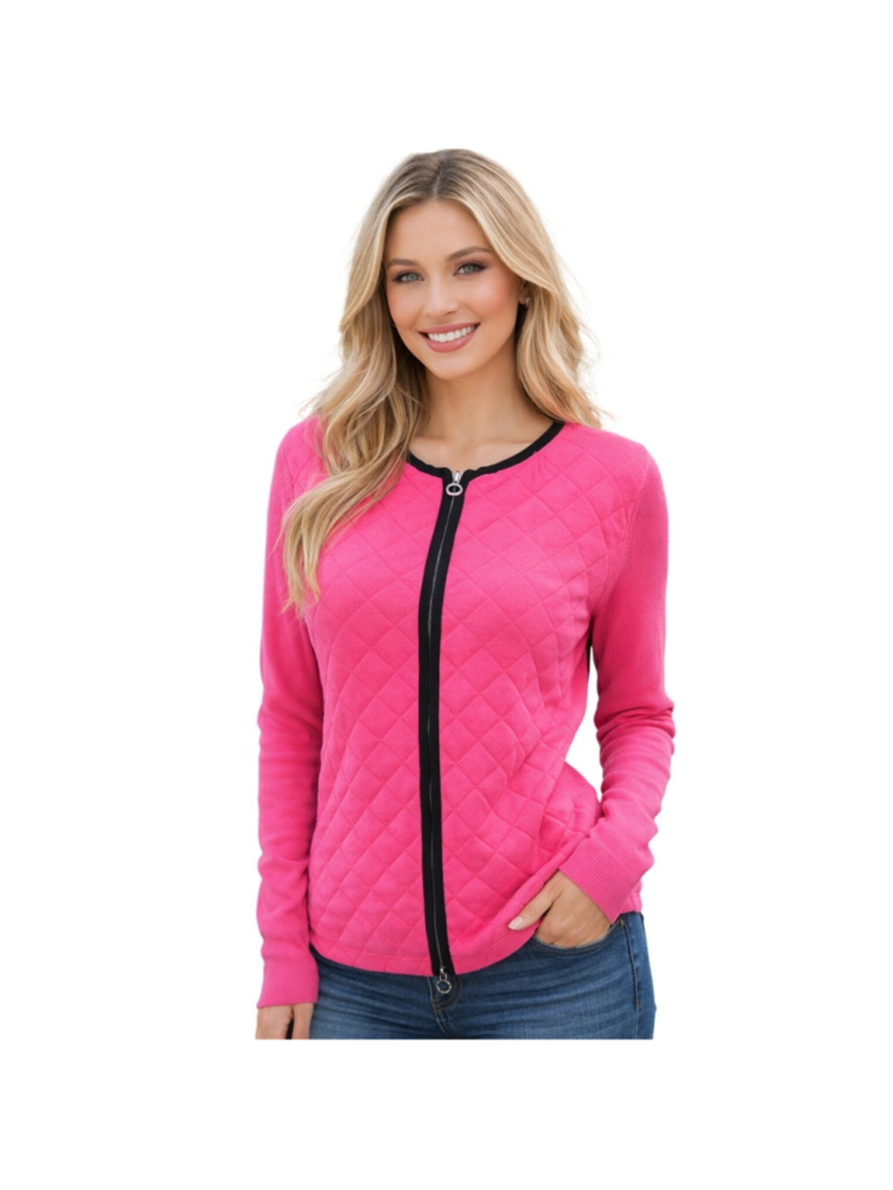 Lauren Ralph Lauren Hot Pink Quilted Sweater XL
